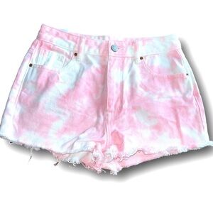 NWOT PacSun High Rise Festival pink white tie dye cut off shorts 25